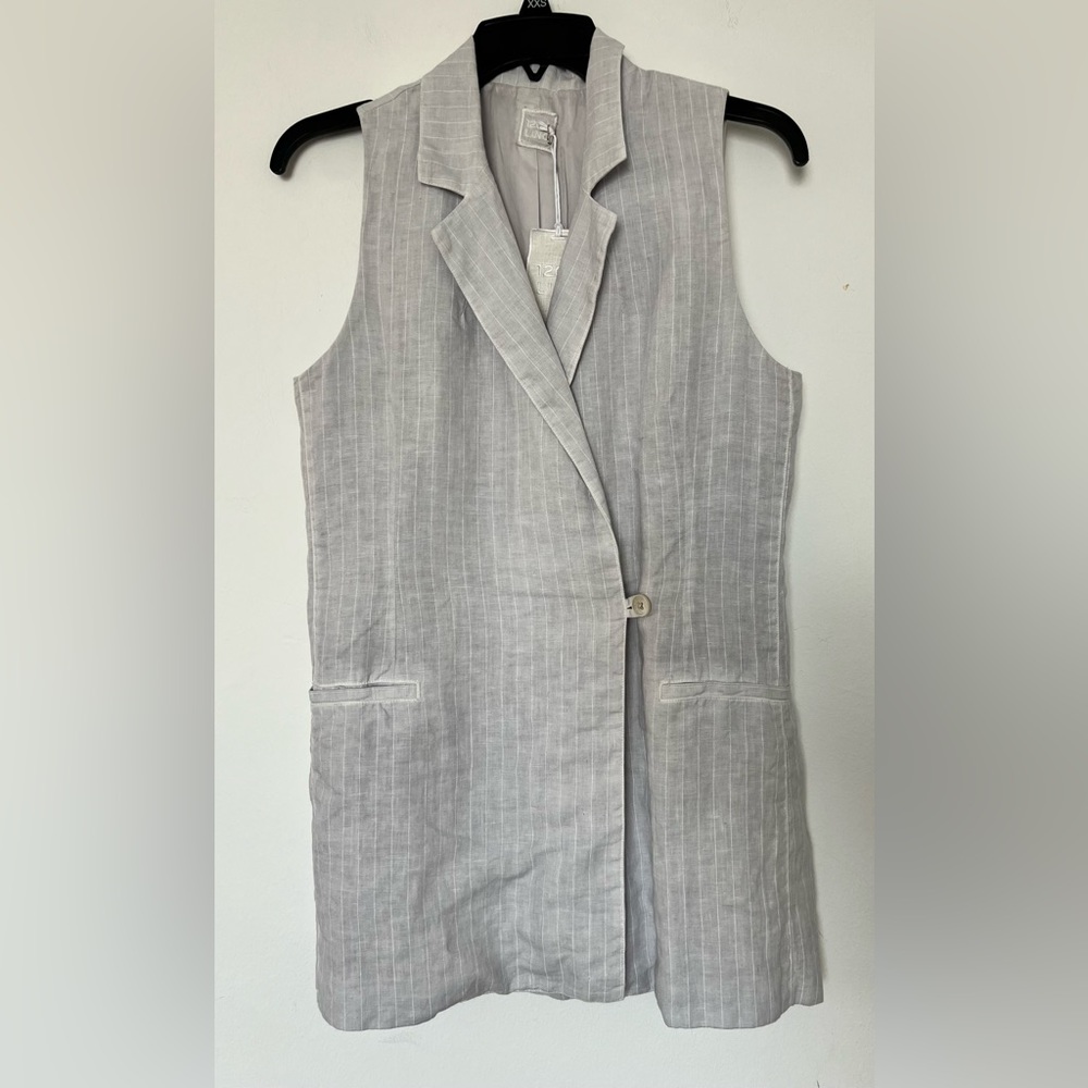 White Sleeveless Blazer Vest for Women